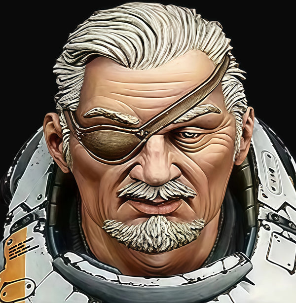 1/10 Grizzled Space Commander with Eye Patch, Resin Model Bust Kit, Sci-Fi Theme, Unassembled and Unpainted