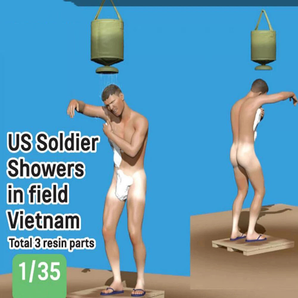 1/35 Vietnam War US Soldier Field Shower, Resin Model Figure Kit, Unassembled and Unpainted