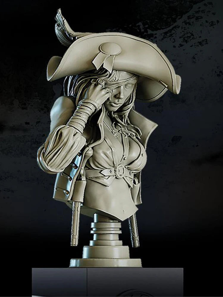 1/10 Fantasy Pirate Woman, Resin Model Bust Kit, Unassembled and Unpainted