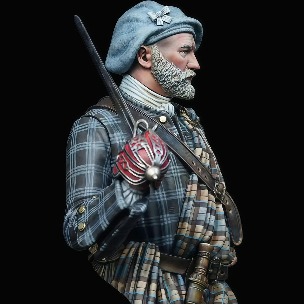 1/10 Napoleonic Scottish Highland Officer, Resin Model Bust Kit, Unassembled and Unpainted