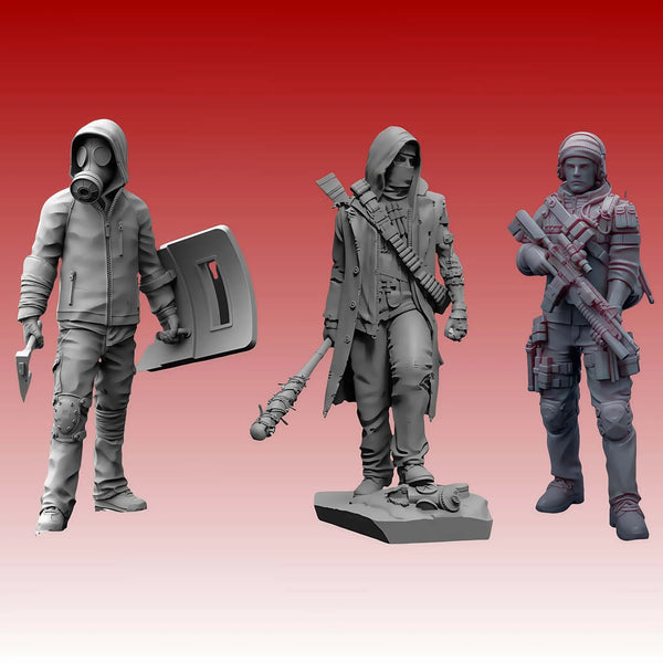 1/35 Doomsday Warriors, 3 Figures, Resin Model Figure Kit, Sci-Fi Theme, Unassembled and Unpainted