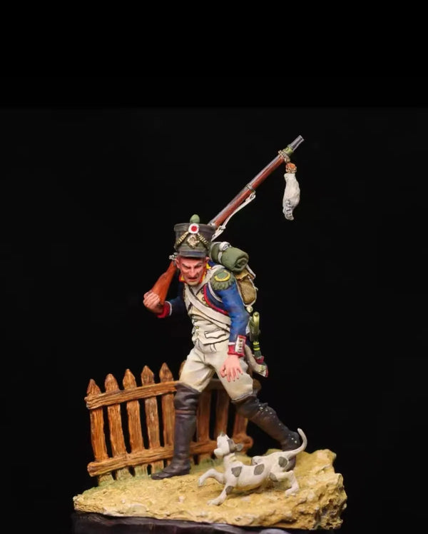 1/32 Napoleonic French Standard Bearer, Resin Model Figure Kit, Unassembled and Unpainted