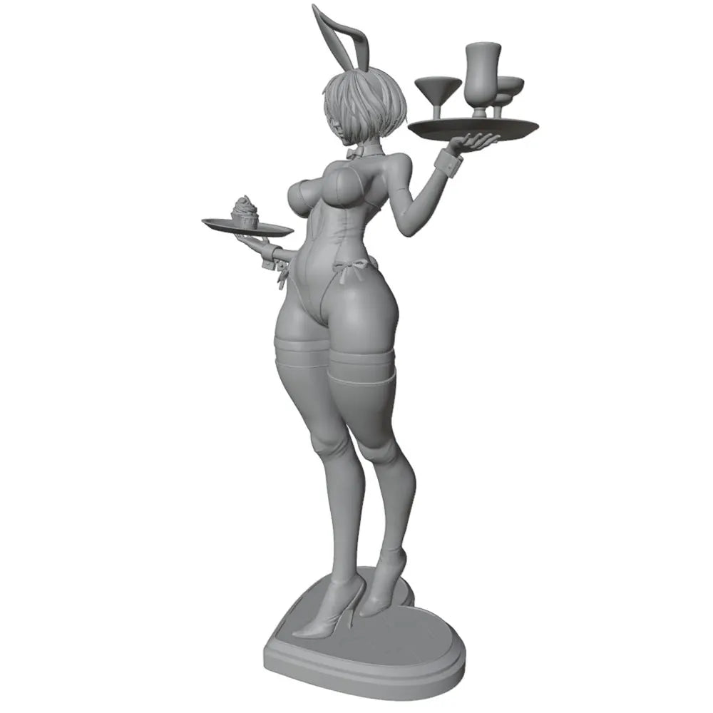 1/24 Bunny Waitress with Serving Trays, Resin Model Figure Kit, Anime Theme, Unassembled and Unpainted