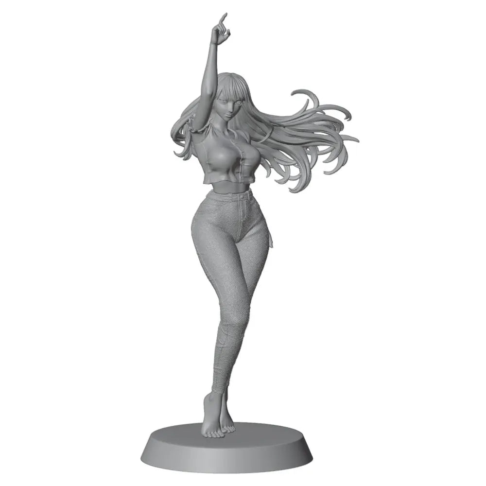 75mm Woman in Crop Top Raising Fist, Resin Model Figure Kit, Unassembled and Unpainted