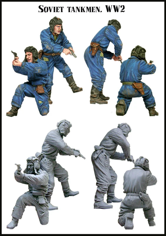 1/48 WWII Soviet Tankman, 6 Figures, Resin Model Figure Kit, Unassembled and Unpainted