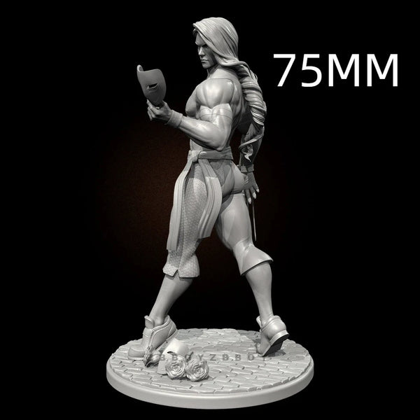 75mm Female Barbarian with Hatchet and Shield, Resin Model Figure Kit, Fantasy Theme, Unassembled and Unpainted