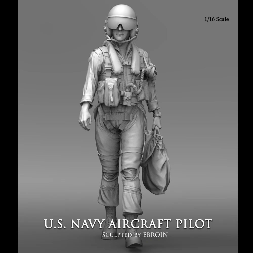 1/16 WWII US Navy Aircraft Pilot (2 Heads), Resin Model Figure Kit, Unassembled and Unpainted