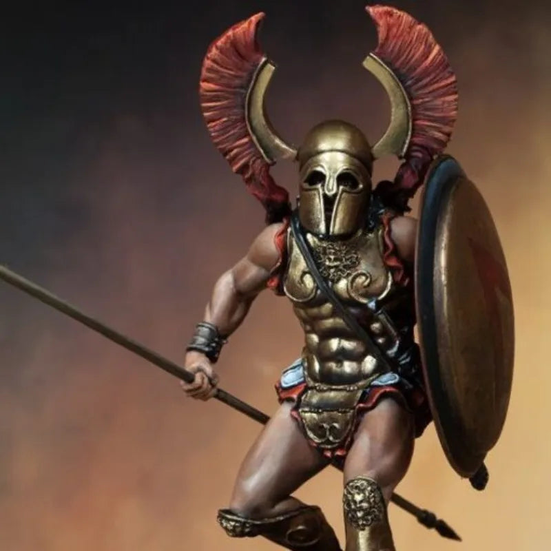 1/24 Ancient Horned Barbarian Warrior with Spear and Shield, Resin Model Figure Kit, Unassembled and Unpainted