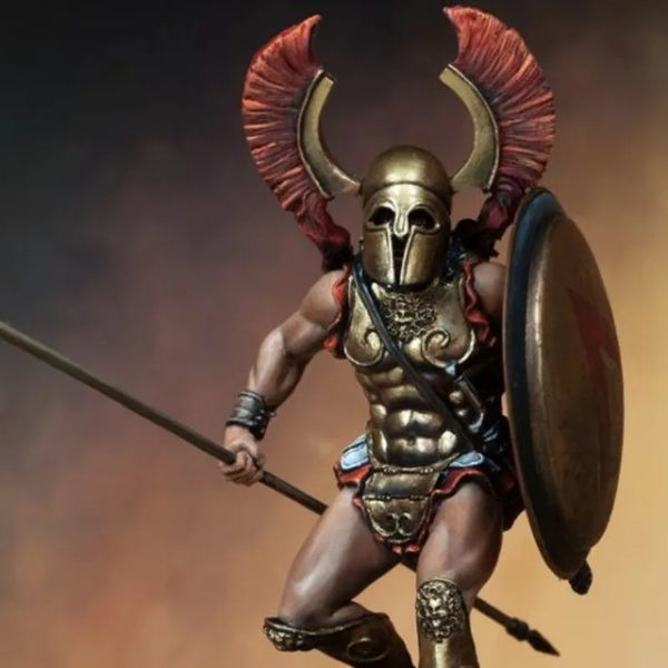1/24 Ancient Horned Barbarian Warrior with Spear and Shield, Resin Model Figure Kit, Unassembled and Unpainted