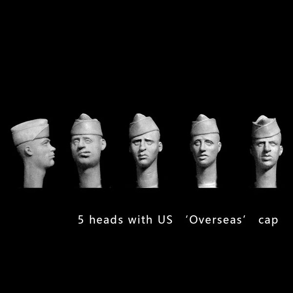 1/35 WWI US Soldier Heads, 5 Figures, Resin Model Figure Kit, Unassembled and Unpainted