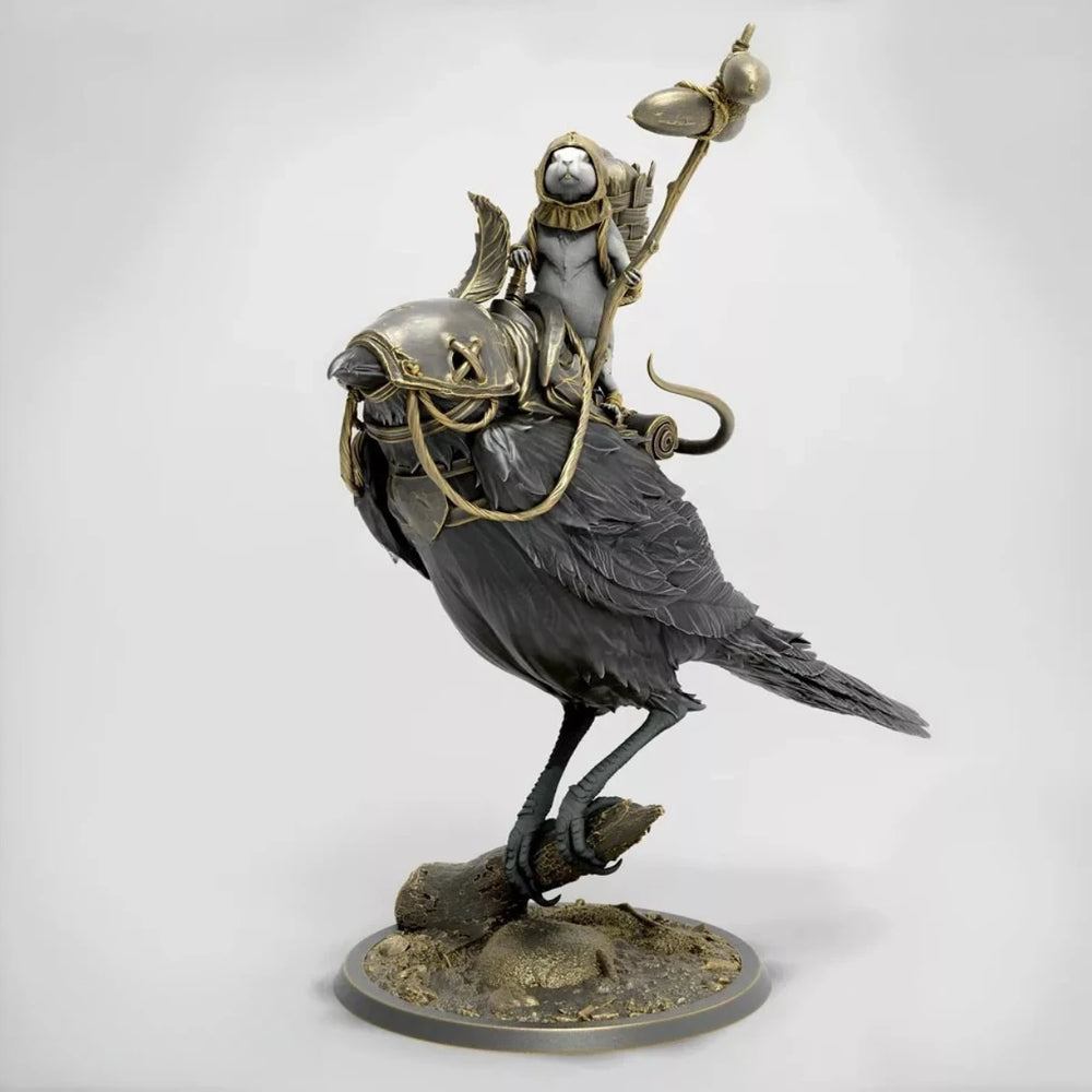 50mm Mounted Knight with Magpie, 2 Figures, Resin Model Figure Kit, Fantasy Theme, Unassembled and Unpainted