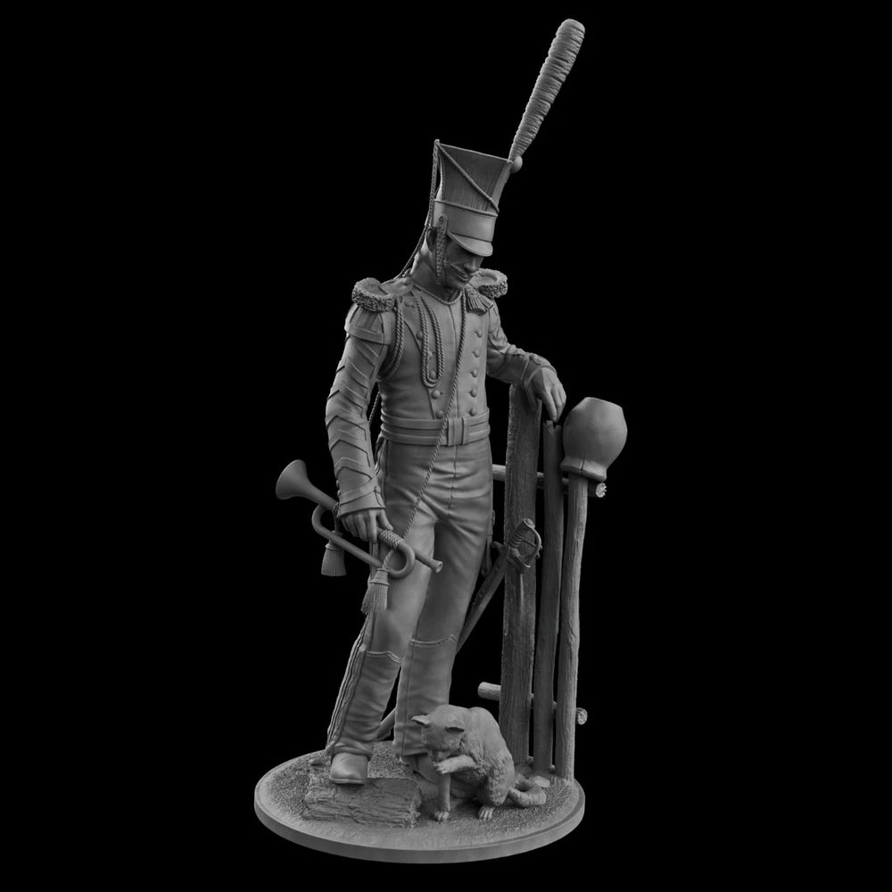 54mm Napoleonic Russian Cavalry Soldier, Resin Model Figure Kit, Unassembled and Unpainted