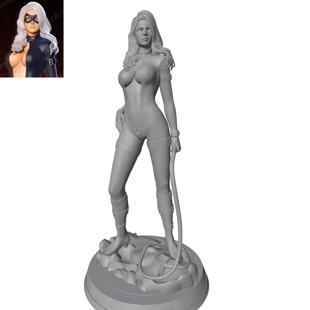 75mm Standing Swordswoman with Long Hair, Resin Model Figure Kit, Unassembled and Unpainted