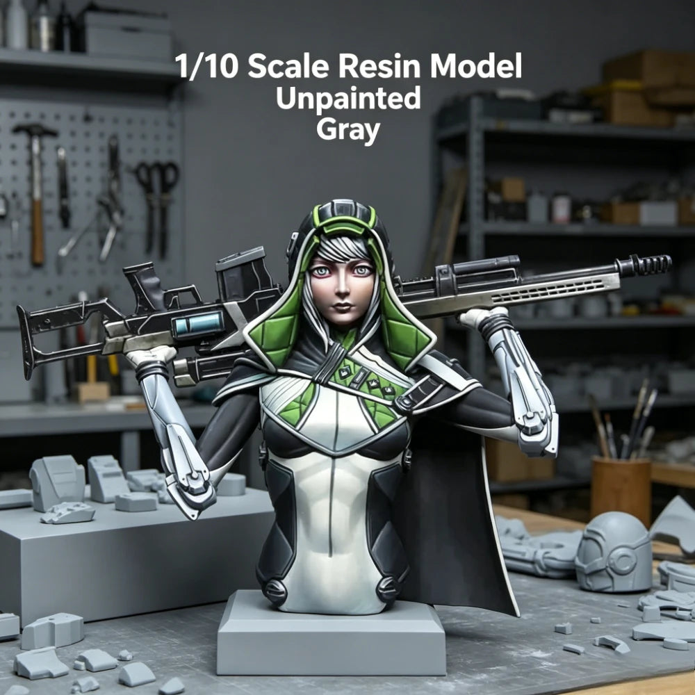 1/10 Female Warrior, Resin Model Figure Kit, Sci-Fi Theme, Unassembled and Unpainted