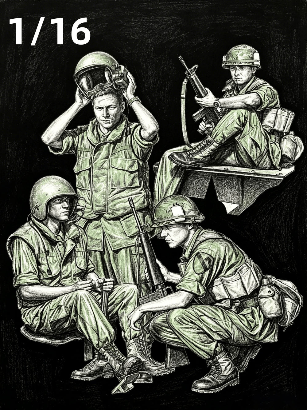 1/16 Modern Combat Squad, 4 Figures, Resin Model Figure Kit, Unassembled and Unpainted