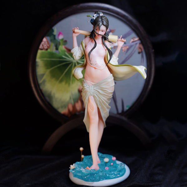 1/8 Woman with Fan Weapon, Resin Model Figure Kit, Anime Theme, Unassembled and Unpainted