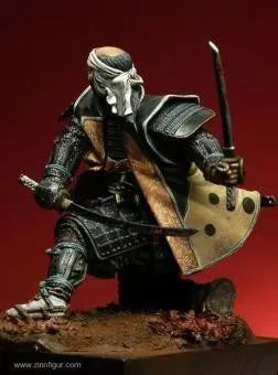 90mm Medieval Bearded Samurai with Ornate Armor and Sword, Resin Model Figure Kit, Unassembled and Unpainted