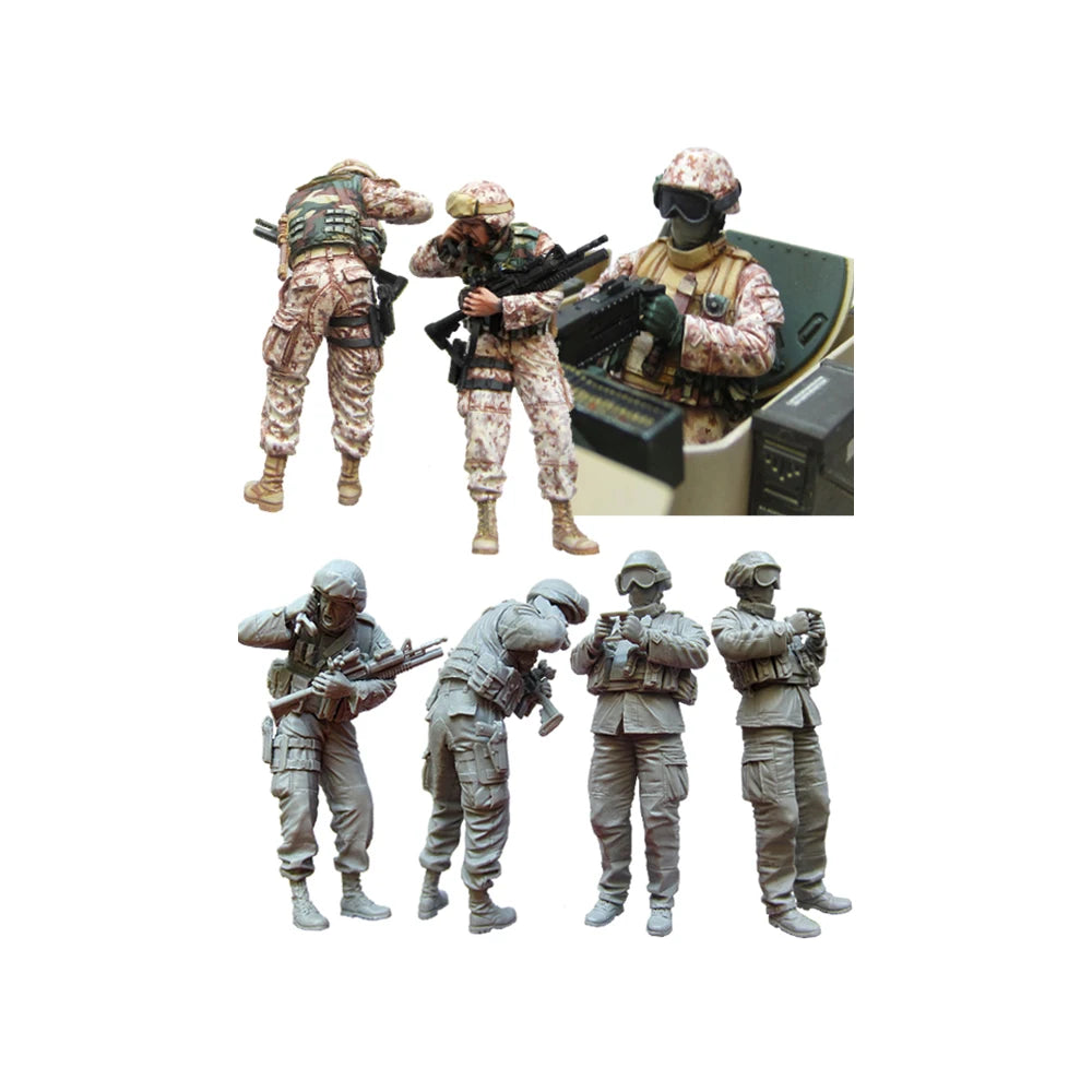 1/35 Modern US Marines HUMVEE Crew, 8 Figures, Resin Model Figure Kit, Unassembled and Unpainted