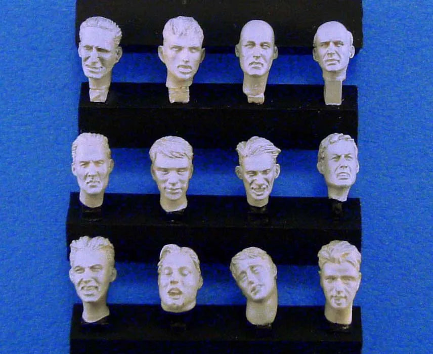 1/35 12 Modern Male Heads Varied Expressions, 12 Figures, Resin Model Bust Kit, Military Theme, Unassembled and Unpainted