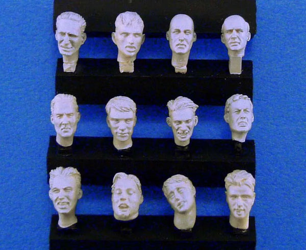 1/35 12 Modern Male Heads Varied Expressions, 12 Figures, Resin Model Bust Kit, Military Theme, Unassembled and Unpainted