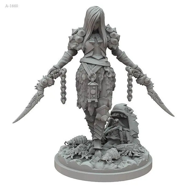 38mm Female Demon Hunter, Resin Model Figure Kit, Fantasy Theme, Unassembled and Unpainted