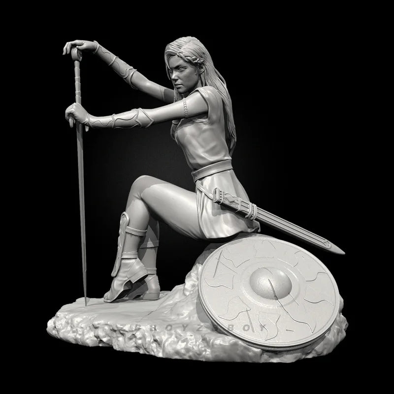 40mm Medieval Fantasy Female Swordsman, Resin Model Figure Kit, Unassembled and Unpainted