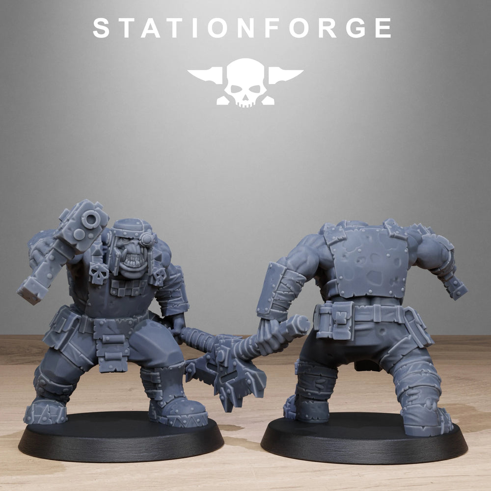 32mm Orkaz Bros Infantry, 12 Figures, Resin Model Figure Kit, Sci-Fi Theme, Unassembled and Unpainted
