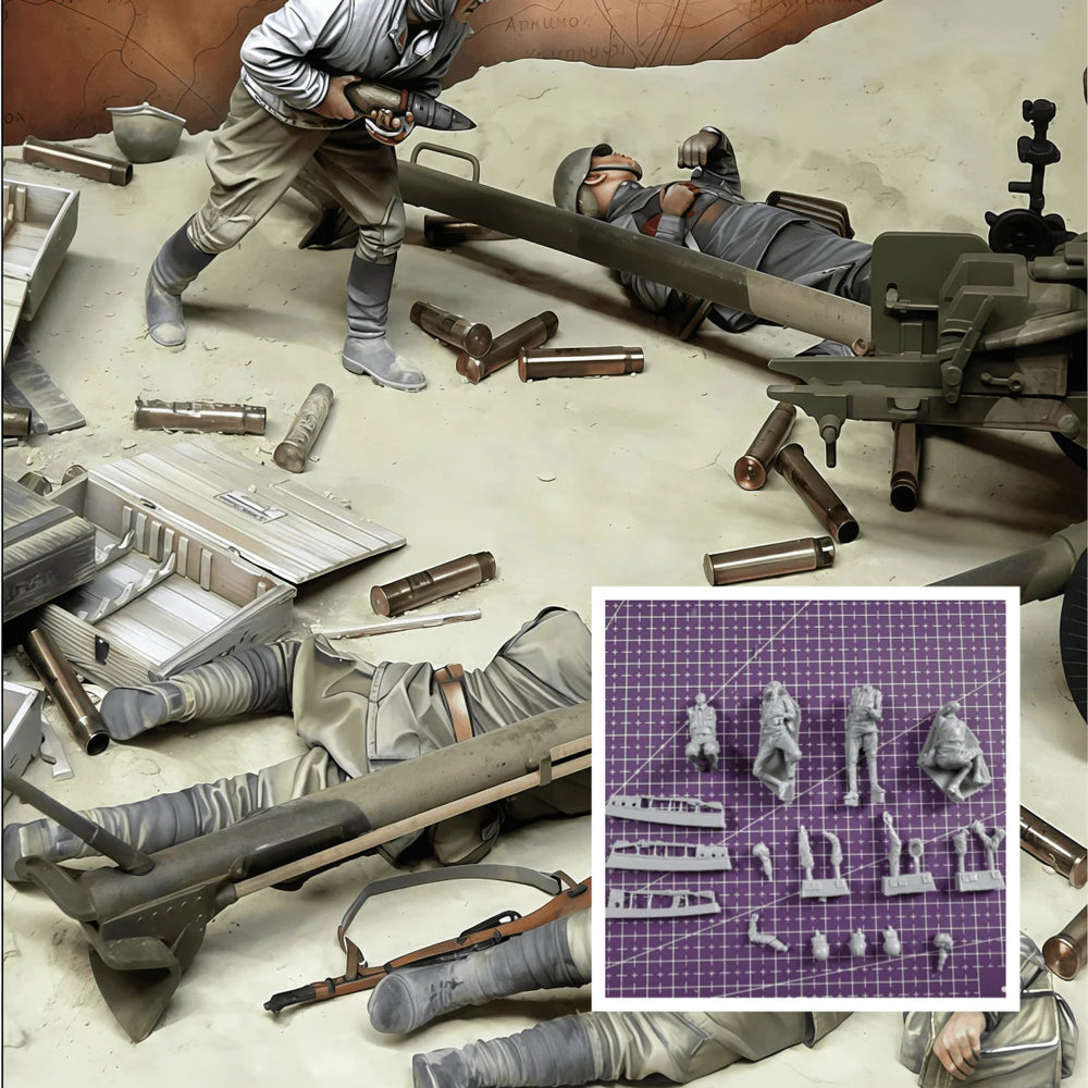 1/35 Modern Combat Operators with Support Vehicle, 8 Figures, Resin Model Figure Kit, Unassembled and Unpainted