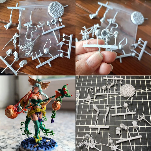 38mm Medieval Fantasy Female Mage, Resin Model Figure Kit, Unassembled and Unpainted