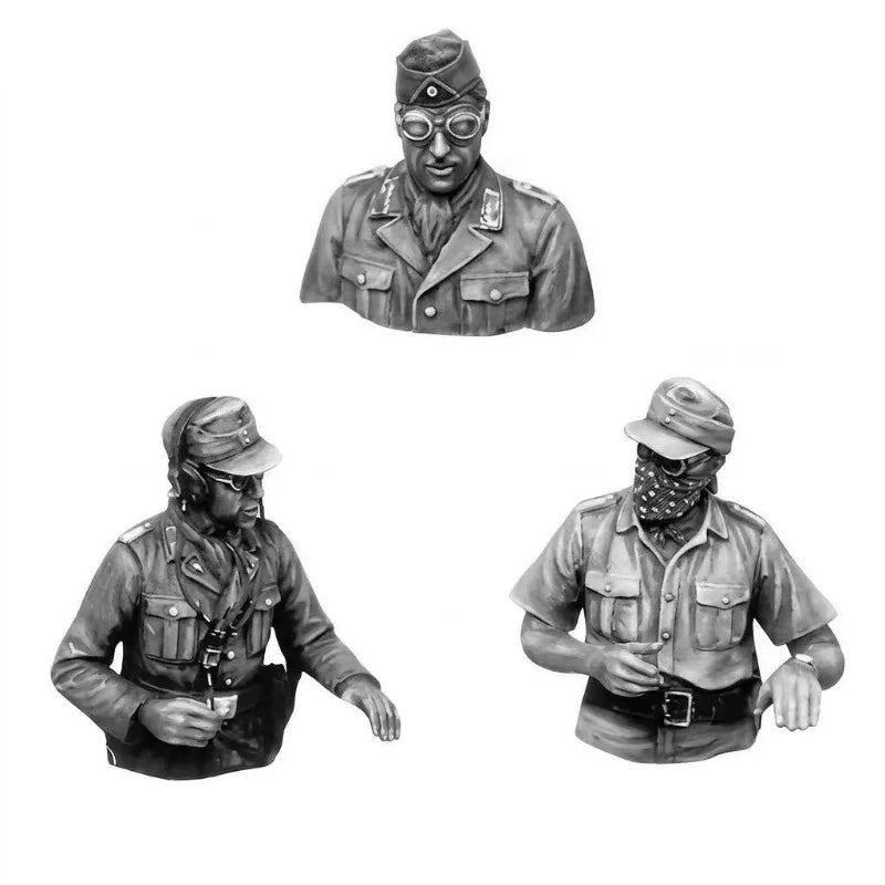 1/35 WWII German Afrikakorps Tank Crew, 3 Figures, Resin Model Figure Kit, Unassembled and Unpainted