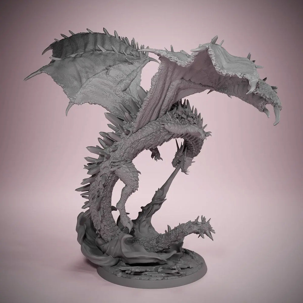Four-Winged Dragon with Jagged Spine, Resin Model Figure Kit, Fantasy Theme, Unassembled and Unpainted