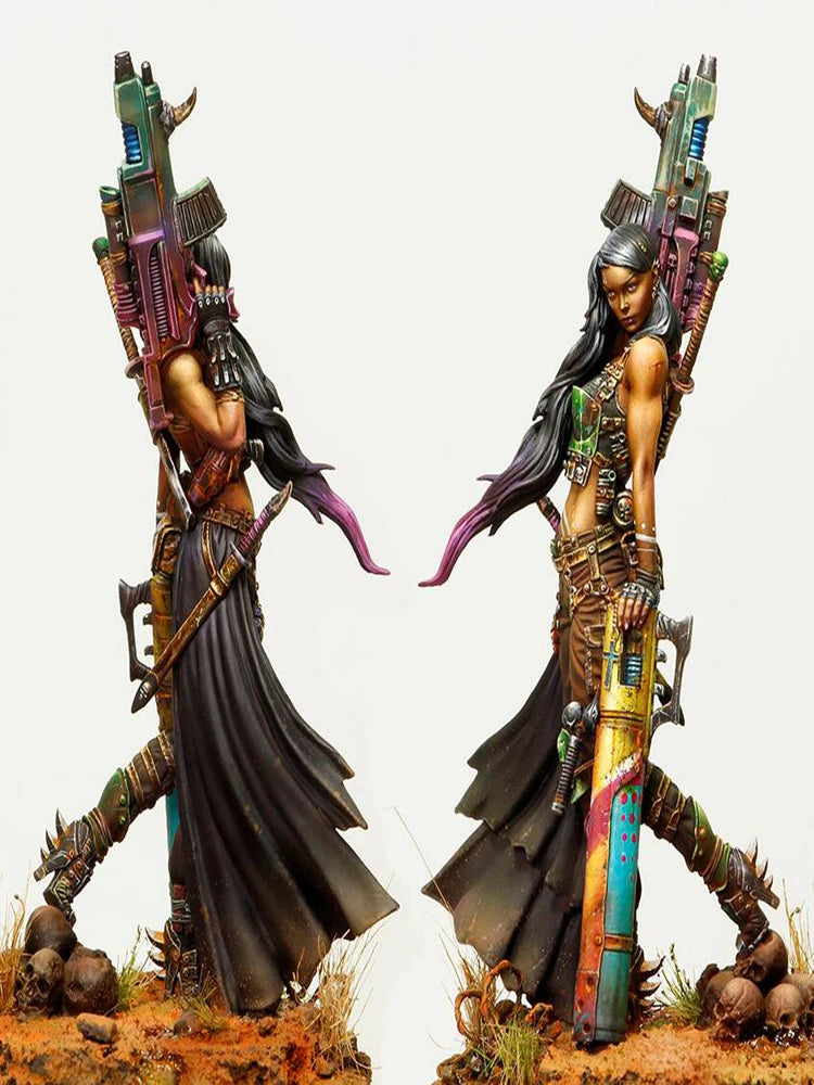 1/24 Ancient Fantasy Warrior Woman, 2 Figures, Resin Model Figure Kit, Unassembled and Unpainted