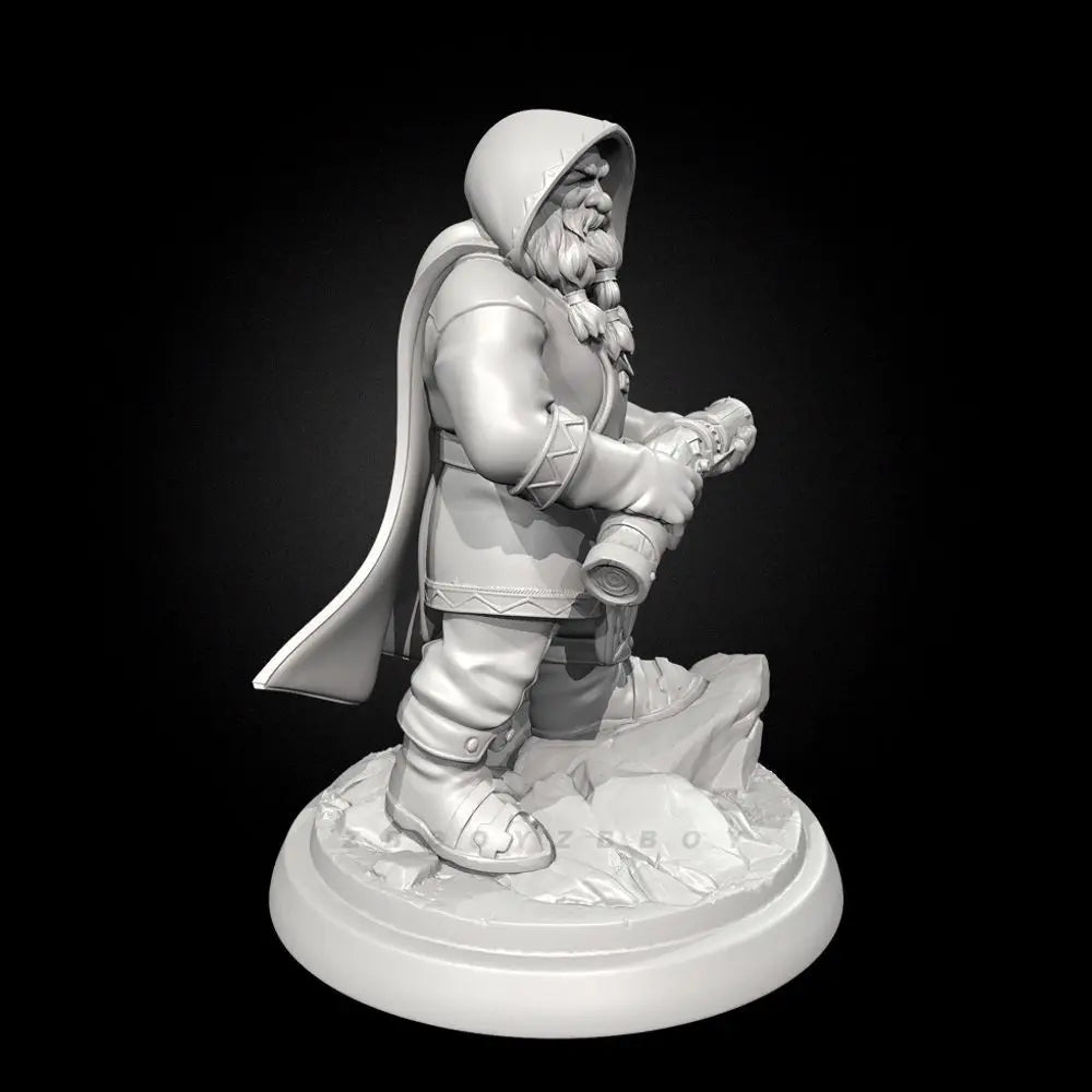 50mm Dwarf Artillerman, Resin Model Figure Kit, Fantasy Theme, Unassembled and Unpainted