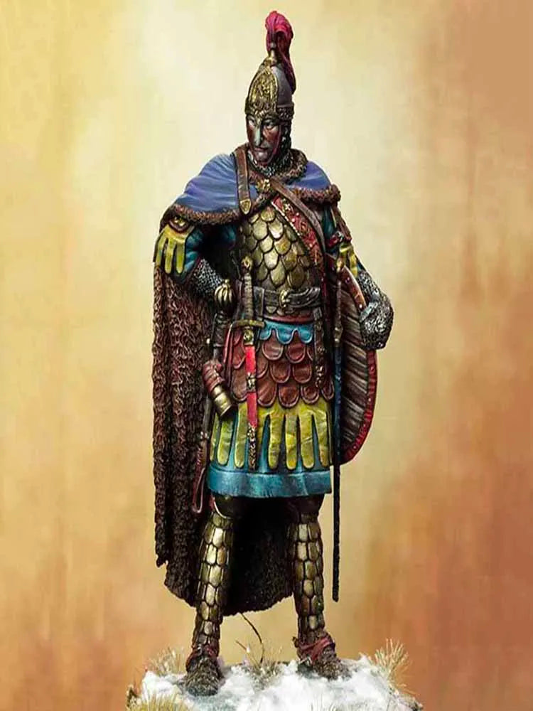 1/24 Medieval Fantasy Warlord with Ornate Armor and Cape, Resin Model Figure Kit, Unassembled and Unpainted