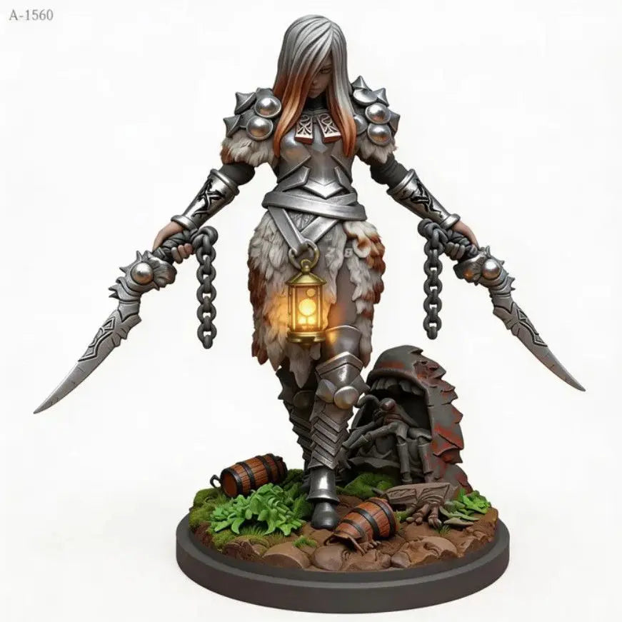 38mm Female Demon Hunter, Resin Model Figure Kit, Fantasy Theme, Unassembled and Unpainted