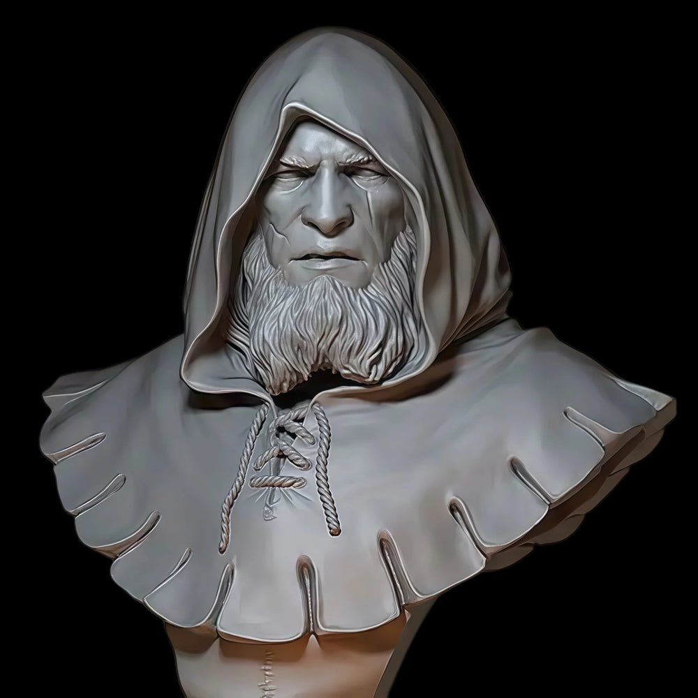 1/10 Medieval Elderly Wizard, Resin Model Bust Kit, Unassembled and Unpainted