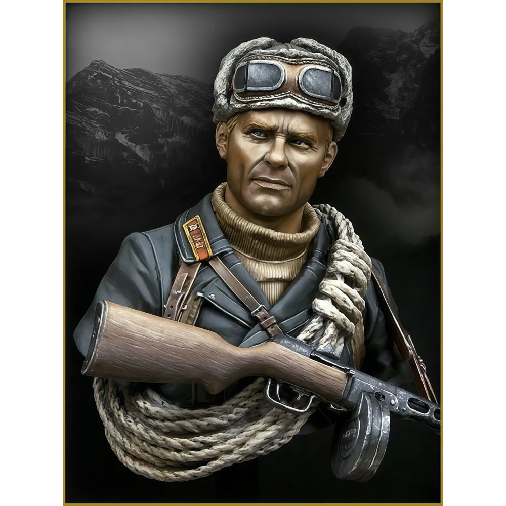 1/10 WWII Soviet Mountain Officer, Resin Model Bust Kit, Unassembled and Unpainted