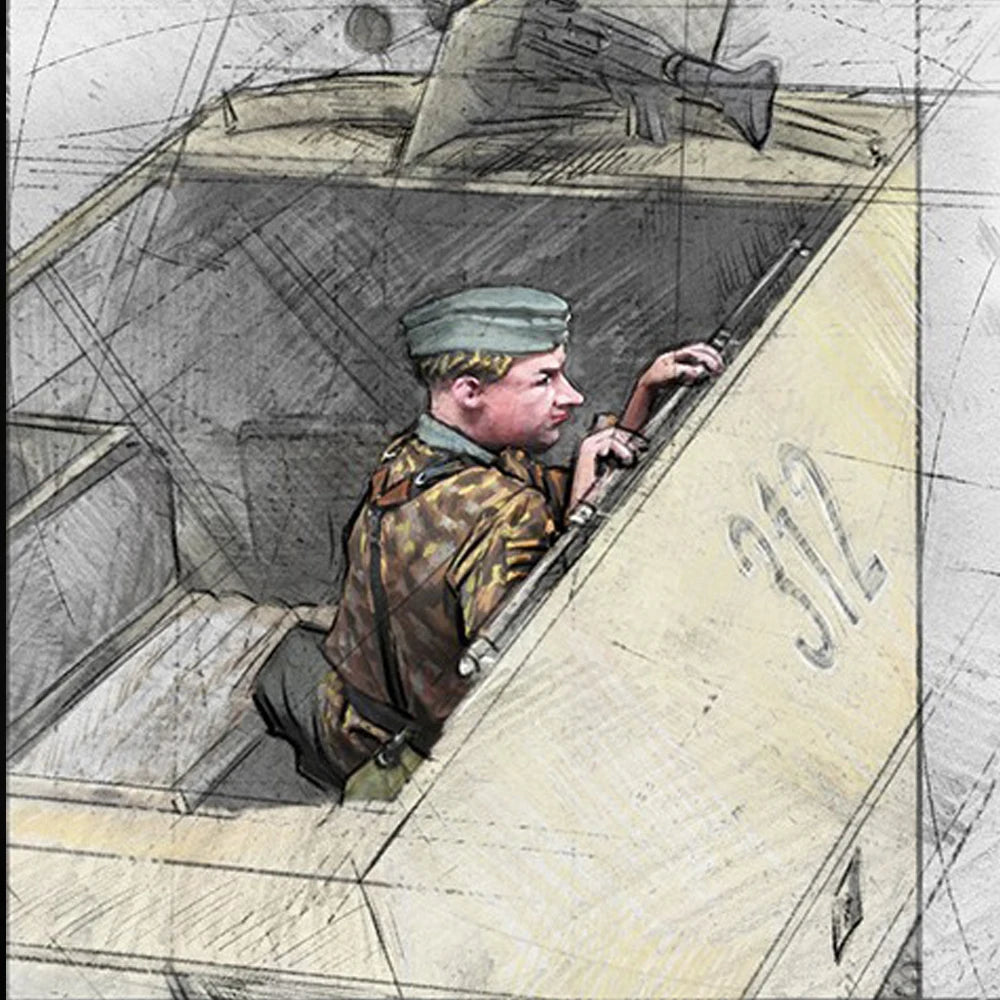 1/35 WWII German Panzergrenadier Advancing with Raised Arms, Resin Model Figure Kit, Unassembled and Unpainted