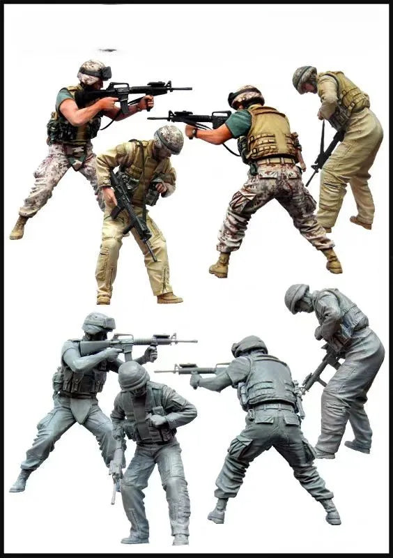 1/35 Modern Infantry Squad in Combat Stances, 6 Figures, Resin Model Figure Kit, Unassembled and Unpainted