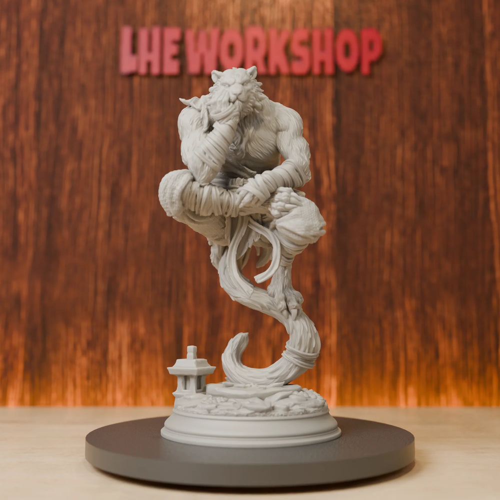 75mm Tabaxi Wandering Monk, Resin Model Figure Kit, Fantasy Theme, Unassembled and Unpainted
