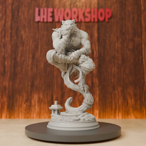 75mm Tabaxi Wandering Monk, Resin Model Figure Kit, Fantasy Theme, Unassembled and Unpainted