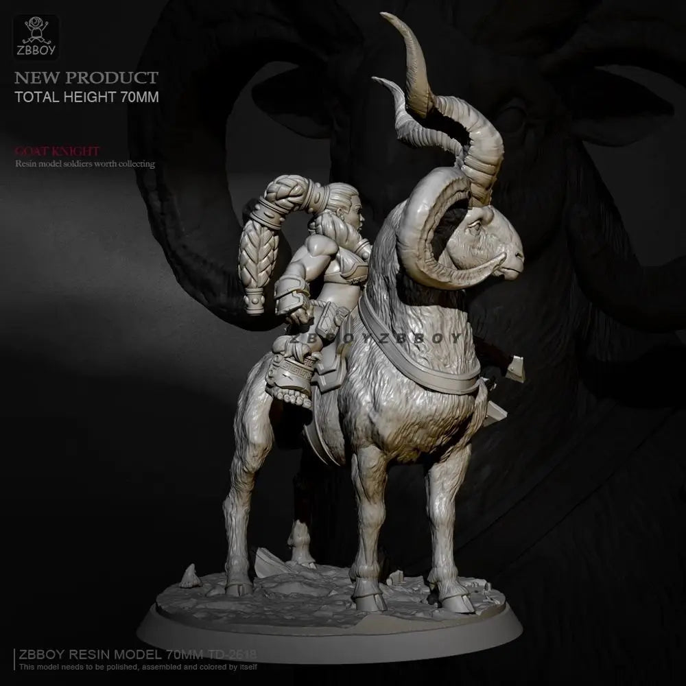 70mm Female Warrior on Beast, Resin Model Figure Kit, Fantasy Theme, Unassembled and Unpainted