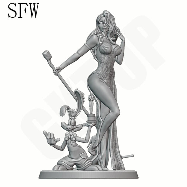 1/24 Performer with Companions, 2 Figures, Resin Model Figure Kit, Unassembled and Unpainted