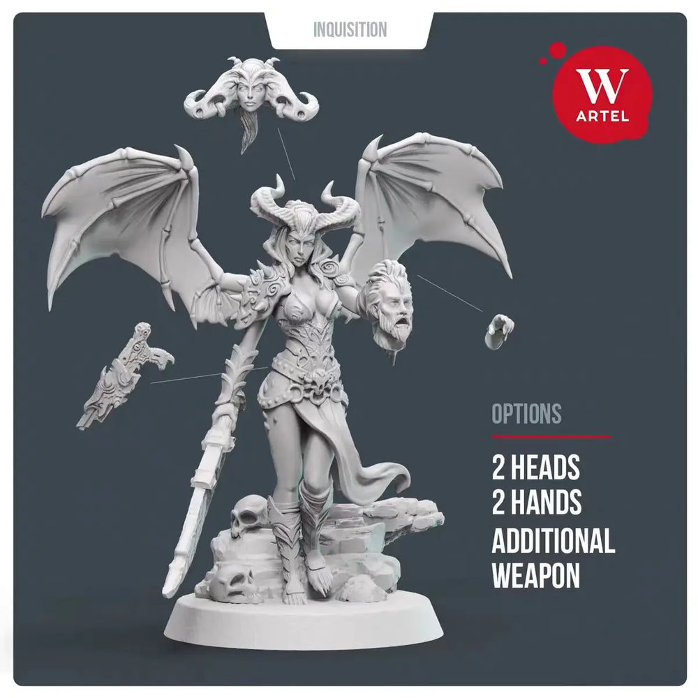 Demoness with Bat Wings and Horns, Resin Model Figure Kit, Fantasy Theme, Unassembled and Unpainted