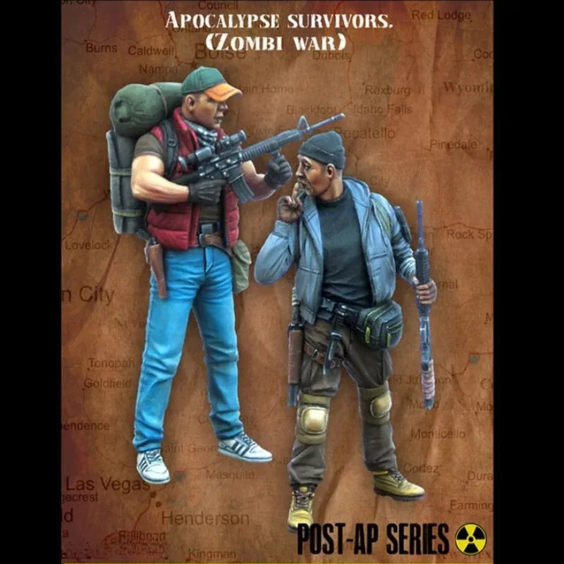 1/35 Post-Apocalyptic Survivor Fighters, 6 Figures, Resin Model Figure Kit, Fantasy Theme, Unassembled and Unpainted