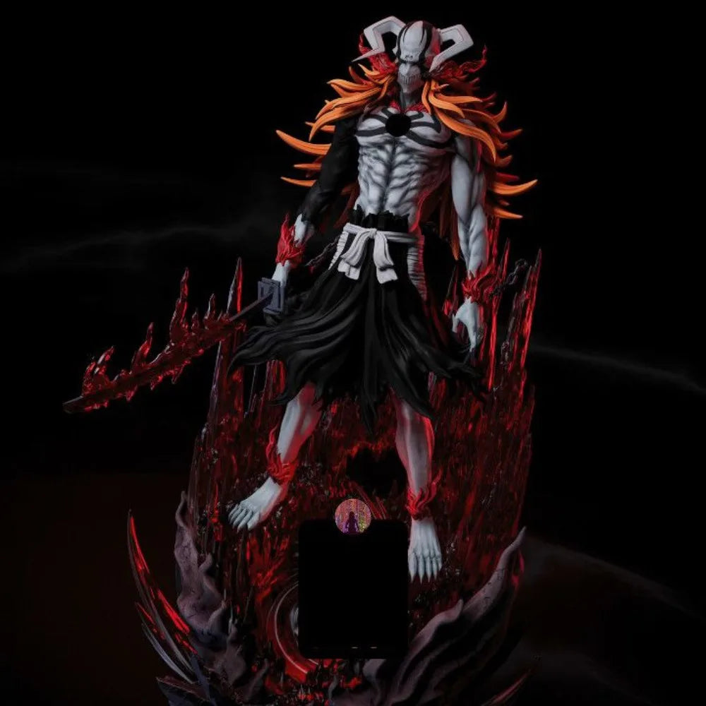 Horned Demon Warrior with Flowing Flame Hair, Resin Model Figure Kit, Fantasy Theme, Unassembled and Unpainted
