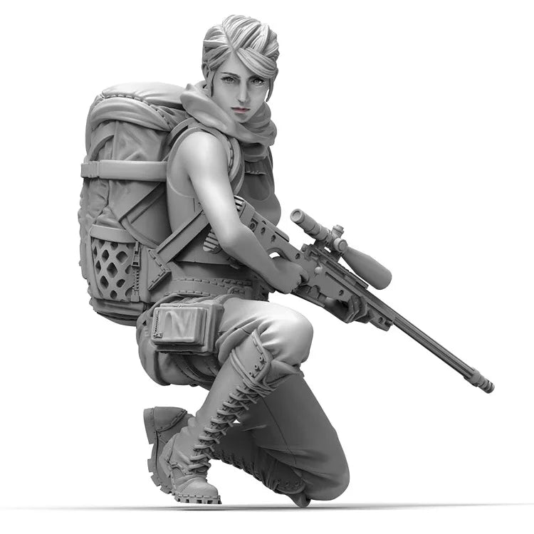 1/35 Modern Female Sniper with Precision Rifle, Resin Model Figure Kit, Unassembled and Unpainted
