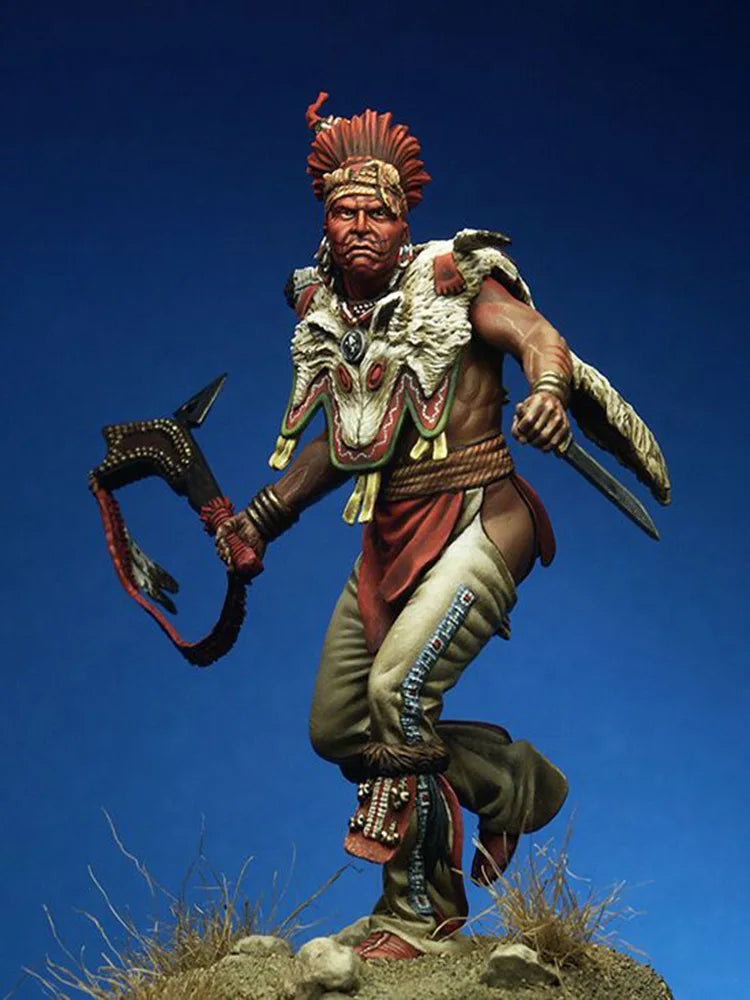 75mm Ancient Feathered Warrior, Resin Model Figure Kit, Unassembled and Unpainted