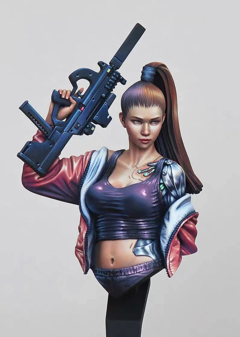 1/12 Modern Sci-Fi Female Commando, Resin Model Bust Kit, Unassembled and Unpainted