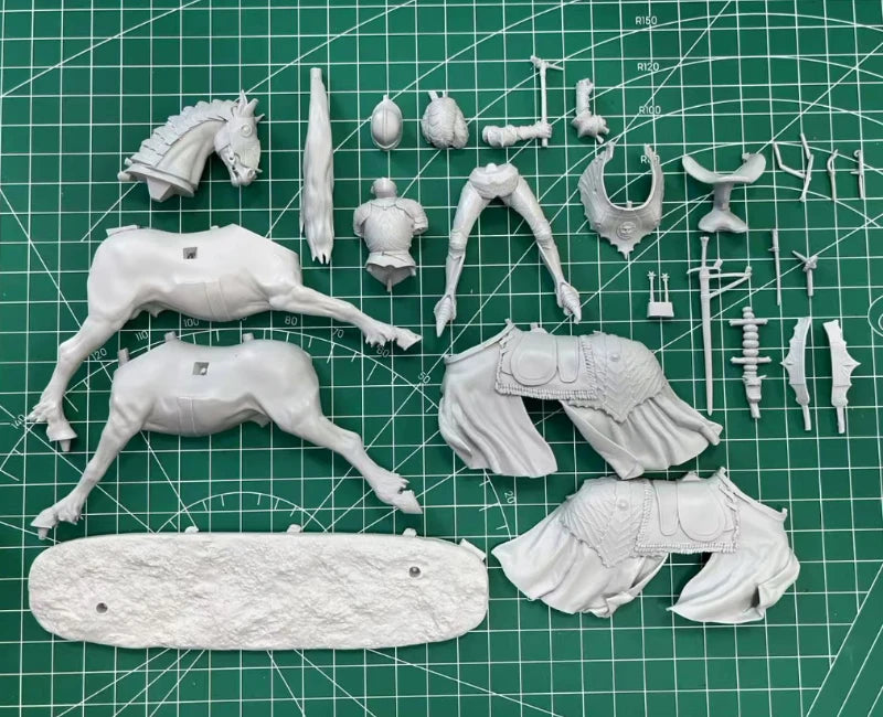 1/24 Medieval Gothic Knight on Winged Mount, Resin Model Figure Kit, Unassembled and Unpainted